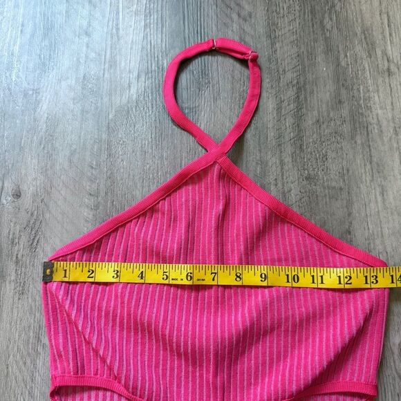 Pink Halter Neck Ribbed Dress - Picture 8 of 11